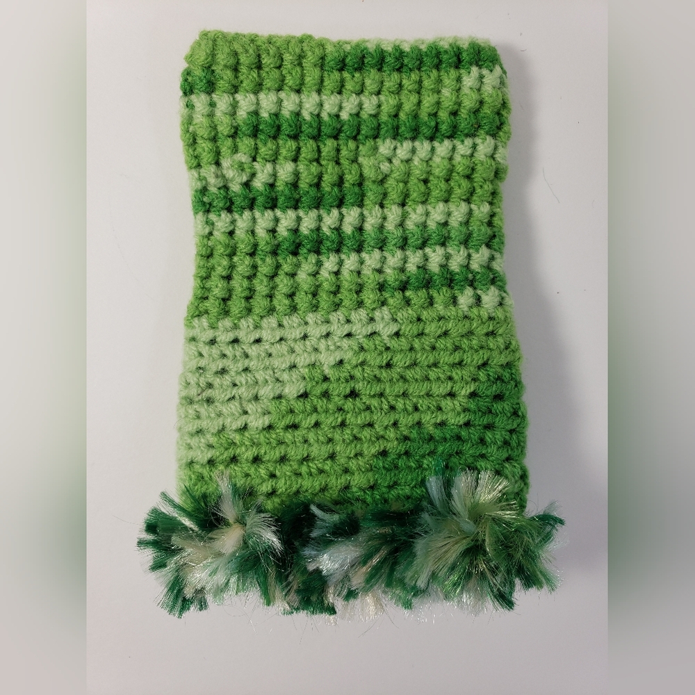 Strapless Green Crocheted Dress with Fringe